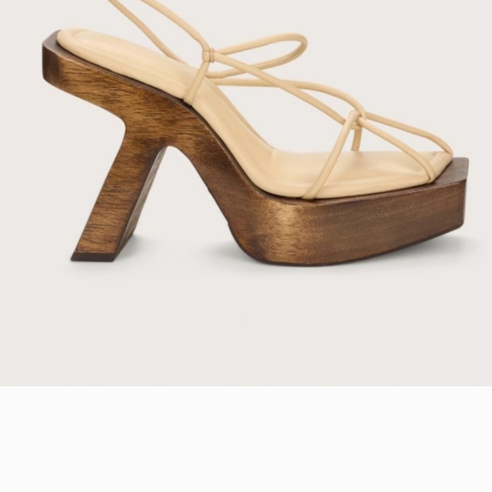 ISO  Cult Gaia Beige Strappy Platform Heels